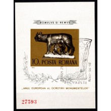 Europæisk bygningsbevarelsesår. Miniark. Stemplet.